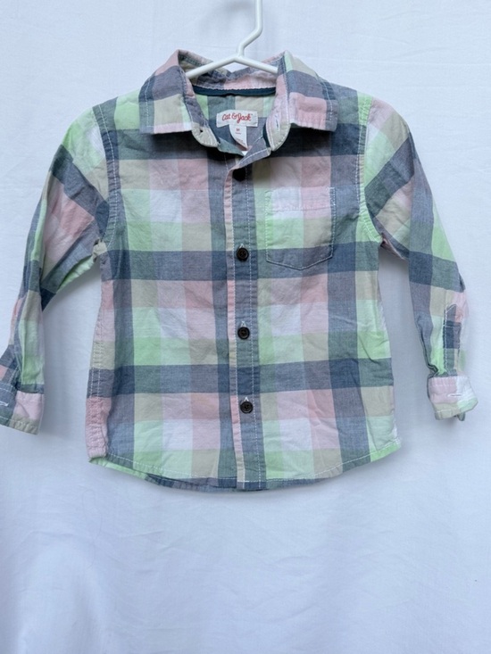 Cat & Jack Other - Cat & Jack Pastel Plaid Button-Down Shirt in Pink, Green, Gray